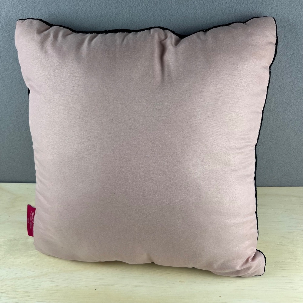 Juicy Couture Home Pink Heart Logo Throw Pillow Black Piping Y2K Decor 13.5" - Picture 2 of 5